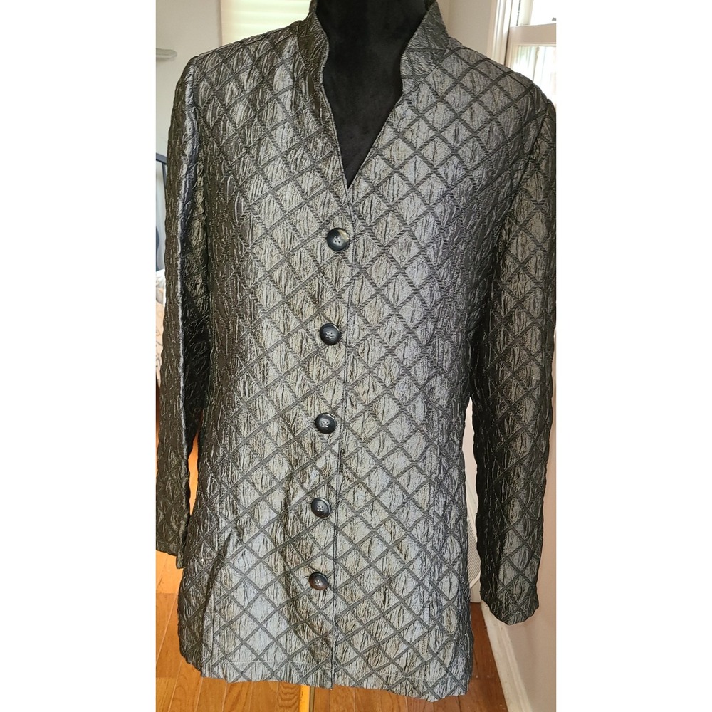 Coldwater Creek Silver Diamond Pattern Quilted Women's Jacket, Size M Artsy Lux